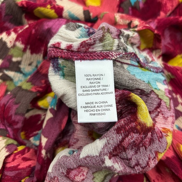Floral Print Women's Top - Multicolor Flowers Button-down NWT Small Light weight - Picture 10 of 11